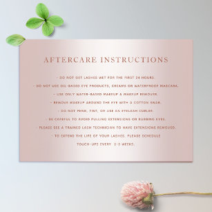 Rose Gold Lash Extensions Aftercare Instructions B Business Card