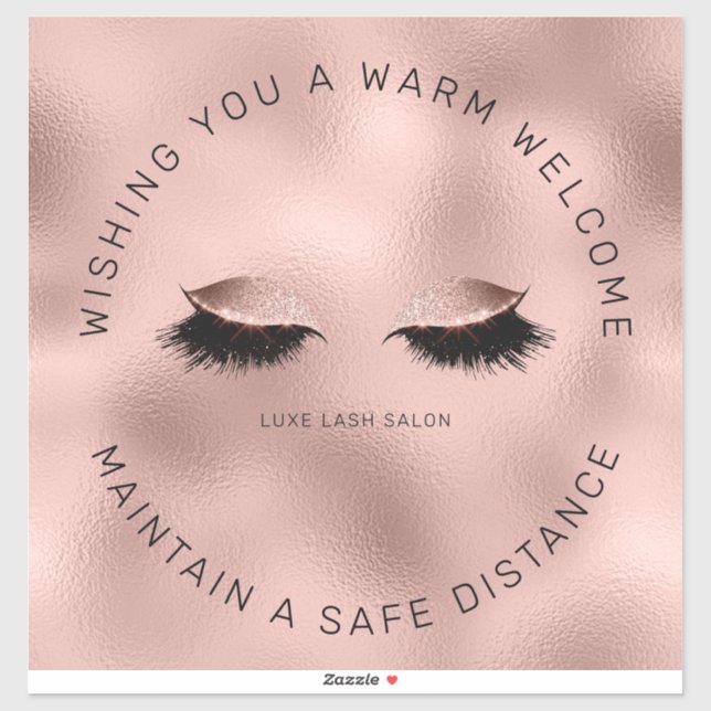 Rose Gold Lash Salon Distancing Floor Marker Sticker (Sheet)