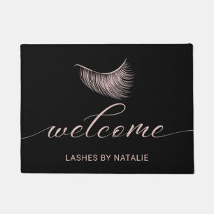 Rose Gold Lashes Beauty Salon Welcome Doormat