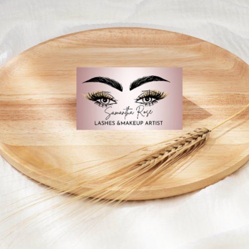Rose gold lashes  brows artist QR code modern  Business Card