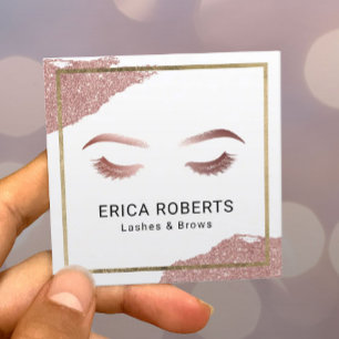 Rose Gold Lashes Brows Makeup Artist Beauty Salon Square Business Card