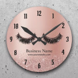 Rose Gold Lashes Makeup Artist Beauty Salon Round Clock<br><div class="desc">Lashes Makeup Artist Rose Gold Beauty Salon Clocks.</div>