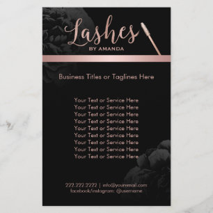 Rose Gold Lashes Makeup Artist Floral Beauty Salon Flyer