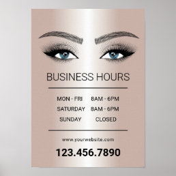 Rose Gold Lashes Makeup Artist Salon Opening Hours Poster