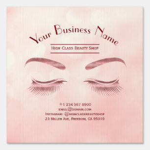 Rose Gold Lashes Pink Bokeh Luxury Beauty Shop Sign