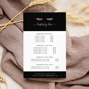 Rose Gold Lashes Pricing & Services Flyer