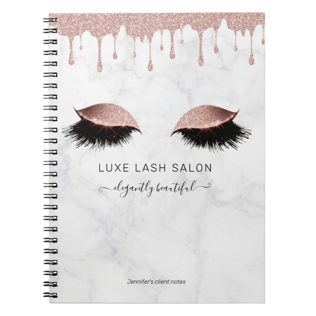 Rose Gold Lashes Salon Client Notebook (Front)