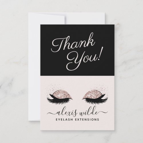 Rose Gold Lashes Salon Grand Opening Covid Safety Thank You Card