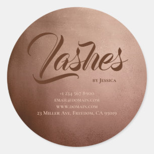 Rose Gold Lashes Studio Beauty Shop Luxury Elegant Classic Round Sticker