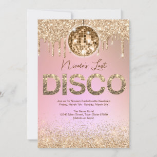 Rose Gold Last Disco Bachelorette Weekend Invitation