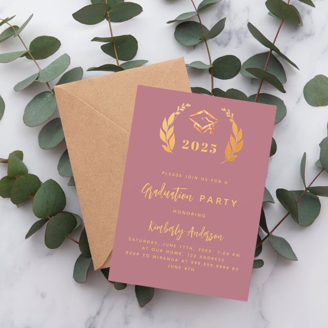 Rose gold laurel wreath 2026 Graduation Party Invitation (Creator Uploaded)