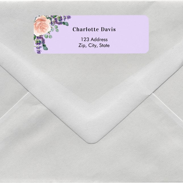 Rose gold lavender violet florals return address  label (Creator Uploaded)