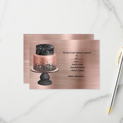 ROSE GOLD LAYERED CAKE METALLIC RESPONSE CARD