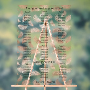 Rose Gold Leaf Pattern Wedding Seating Chart