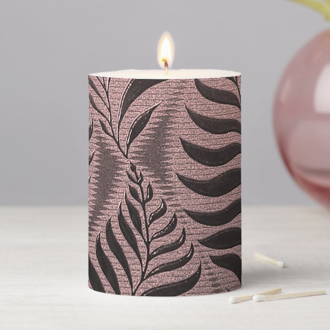 Rose Gold Leaf Pillar Candle (In Situ)