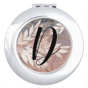 Rose Gold Leaf Sprays on Golden Waves Customize It Compact Mirror