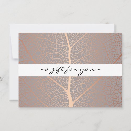 Rose Gold Leaf Tree Pattern Gift Certificate