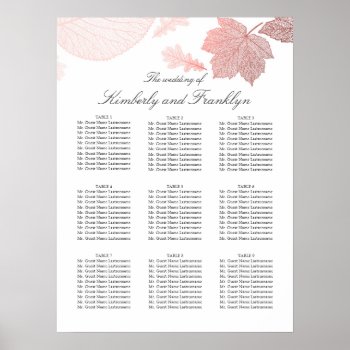 Rose Gold Leaves Fall Wedding Seating Chart by jinaiji at Zazzle