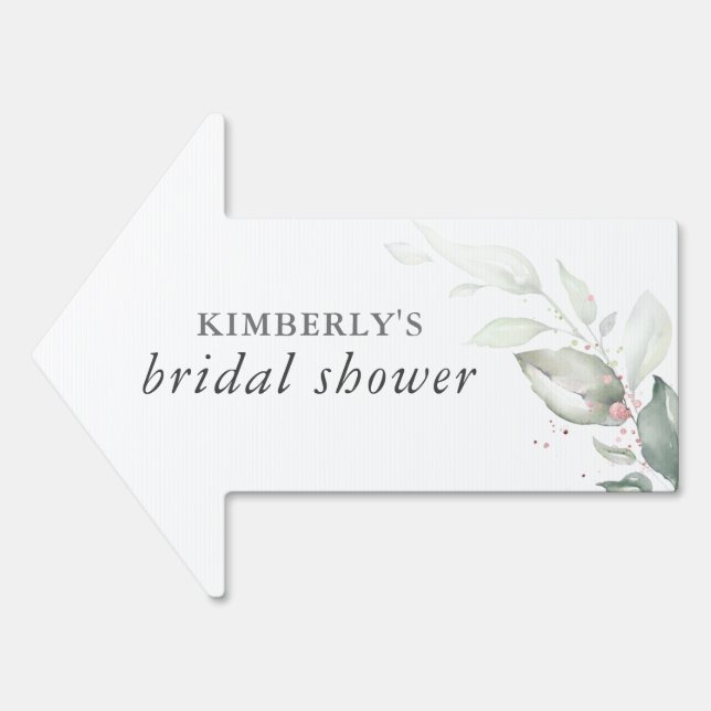 Rose Gold Leaves Greenery Boho Summer Party Sign (Front)