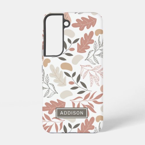 Rose Gold Leaves Personalised Name Template Samsung Galaxy S22 Case