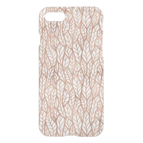 Rose Gold Leaves Transparent Pattern iPhone SE87 Case