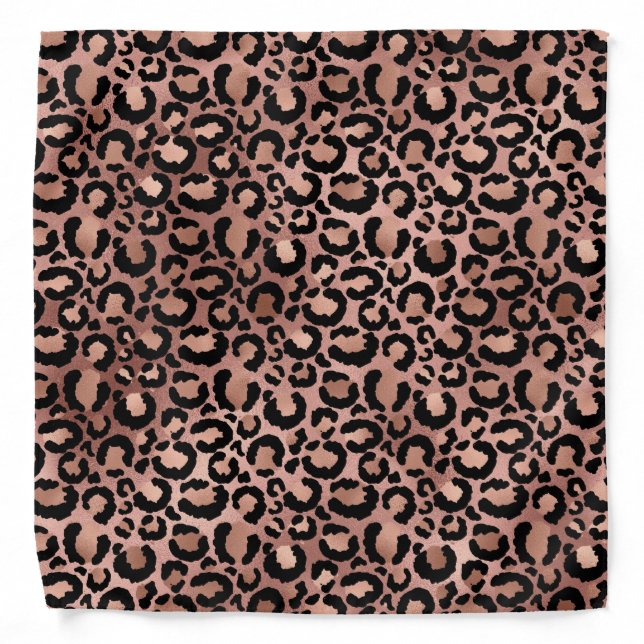 Rose Gold Leopard Animal Print Bandana (Front)