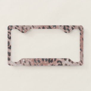 Rose Gold Leopard Animal Print Sparkle License Plate Frame
