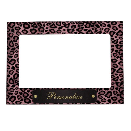 Rose Gold Leopard Animal Print with Gold Accent Magnetic Frame