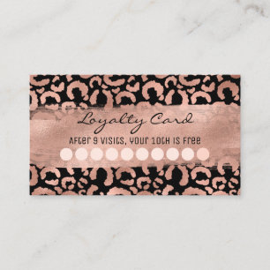 Rose Gold Leopard Brush Stroke Foil Loyalty Business Card