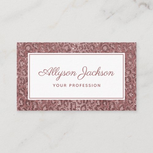 Rose Gold Leopard Glitter Business Card