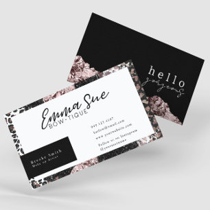 Rose Gold Leopard Hello Gorgeous Add Your Logo Business Card