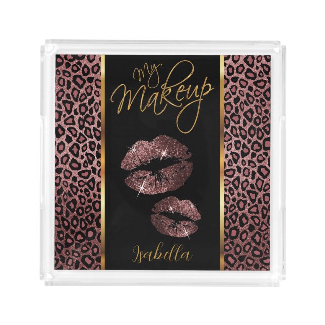 Rose Gold Leopard - Makeup Tray (Front)