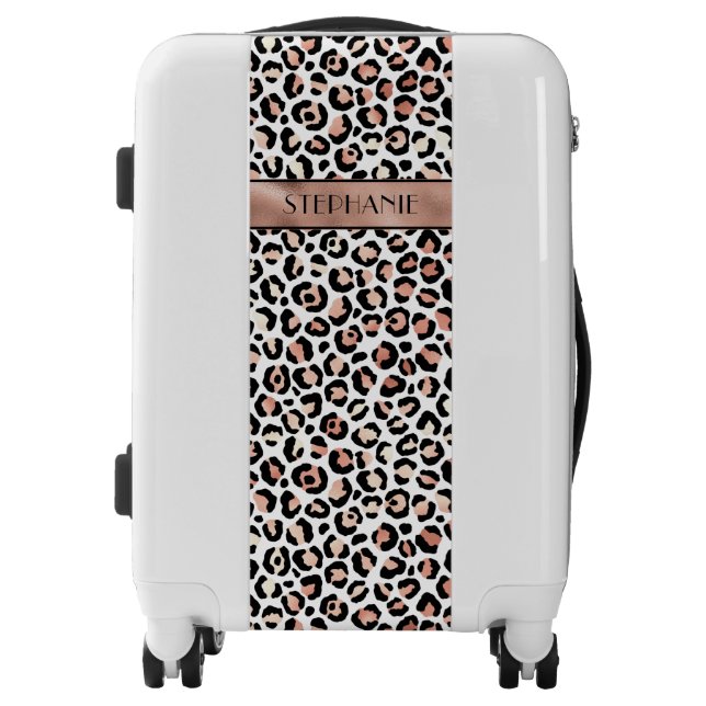 Rose Gold Leopard Pattern Personalized Luggage (Front)