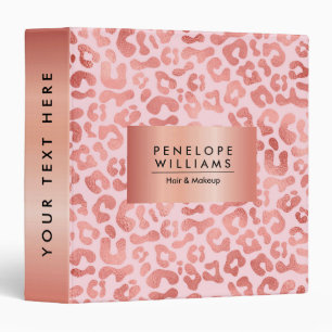 Rose Gold Leopard Print 3 Ring Binder