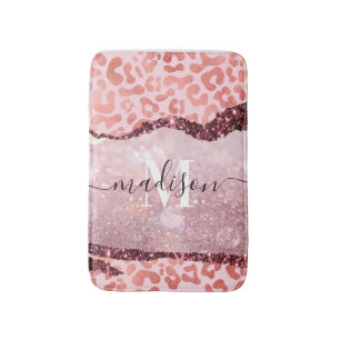 Rose Gold Leopard Print Bath Mat