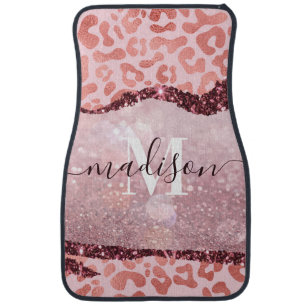 Rose Gold Leopard Print Car Floor Mat