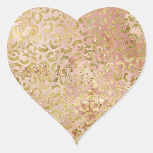 Rose Gold Leopard Print Heart Sticker