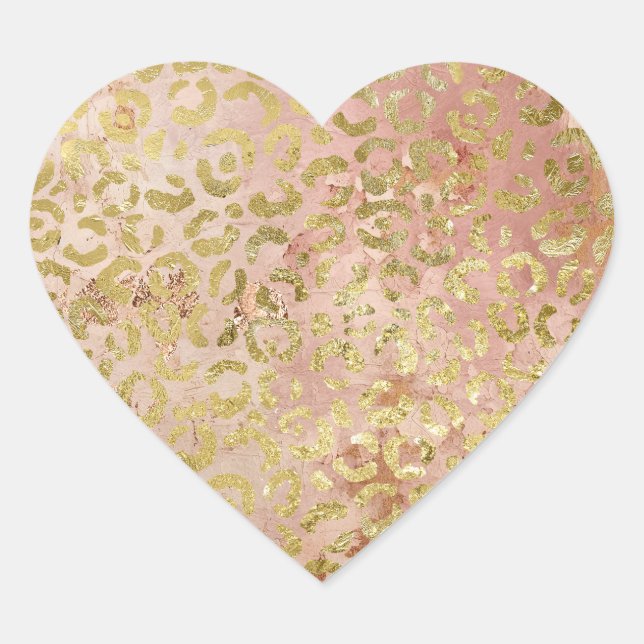 Rose Gold Leopard Print Heart Sticker (Front)