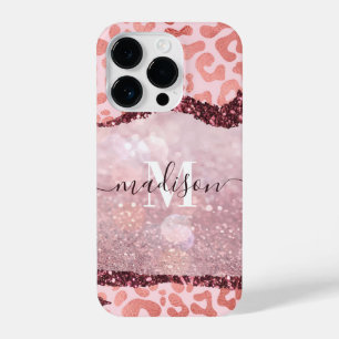 Rose Gold Leopard Print iPhone 14 Pro Case