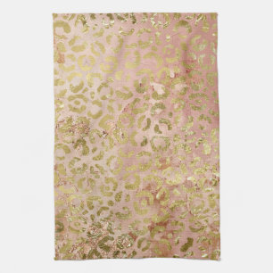 Rose Gold Leopard Print Kitchen Towel