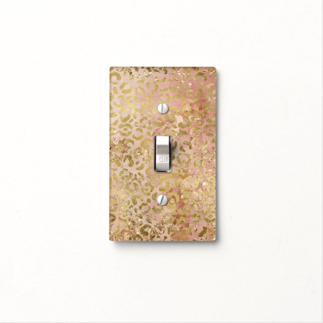 Rose Gold Leopard Print Light Switch Cover (In Situ)