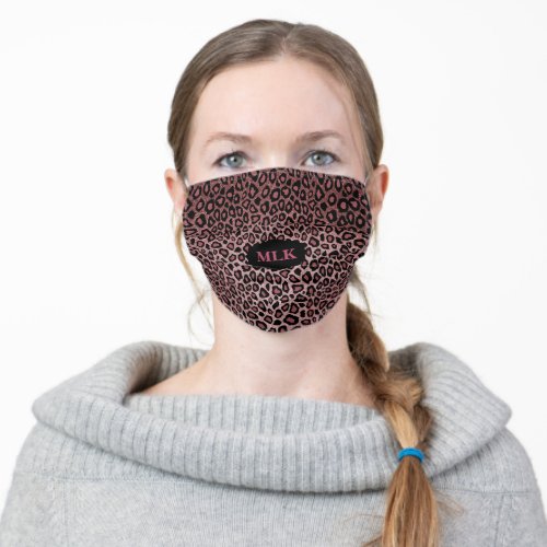 Rose Gold Leopard Print _ Monogram Adult Cloth Face Mask