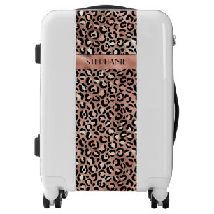Rose Gold Leopard Print Personalized Luggage