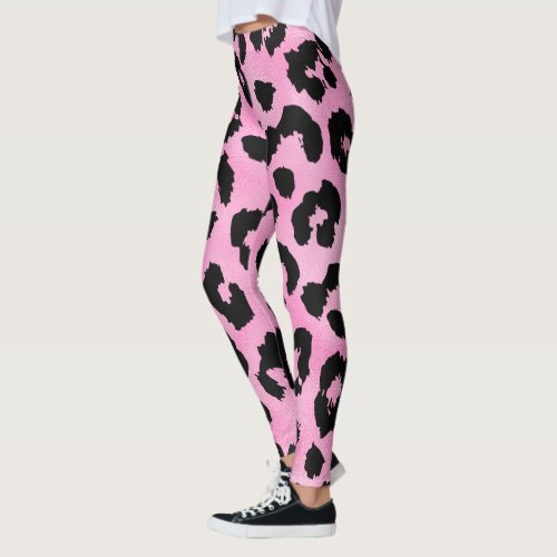 Rose Gold Leopard Print Workout Leggings