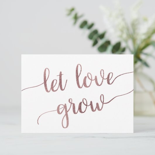 Rose Gold Let Love Grow Wedding Favor (Standing Front)