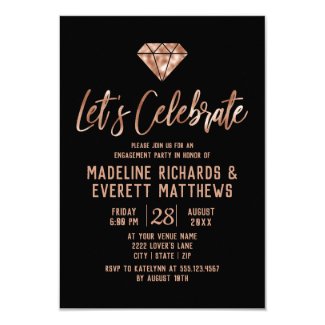 Rose Gold Let's Celebrate Engagement Party Invite