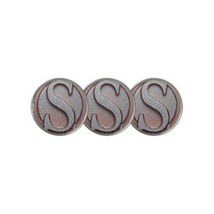 Rose Gold Letter S Monogram With Crystal Droplets Golf Ball Marker