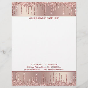 Rose Gold Letterhead with Your Name Info and Logo