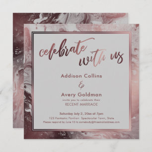 Rose Gold & Light Gray Marble Celebrate with Us Invitation