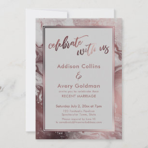 Rose Gold & Light Gray Marble Celebrate with Us Invitation
